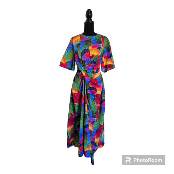 NWT Farm Rio Short-Sleeve Cutout Midi Dress. Size L - Picture 3 of 7